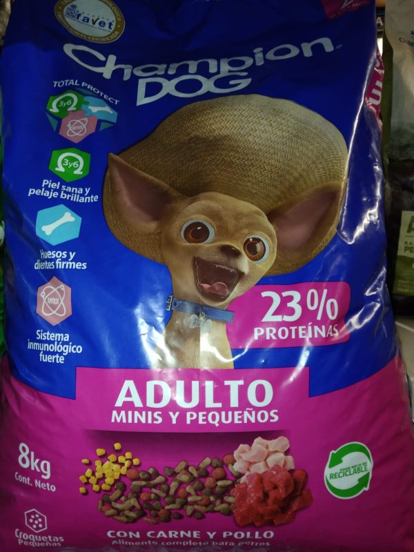 CHAMPION DOG ADULTO MINIS Y PEQUEÑOS CARNE POLLO 8 KILOS